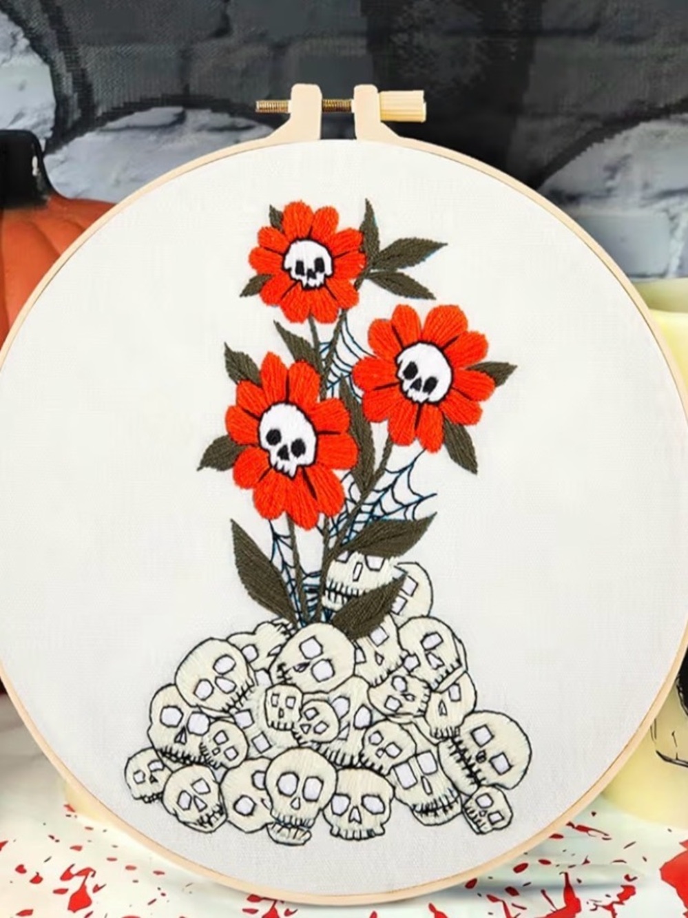 Halloween Skull Embroidery Kit